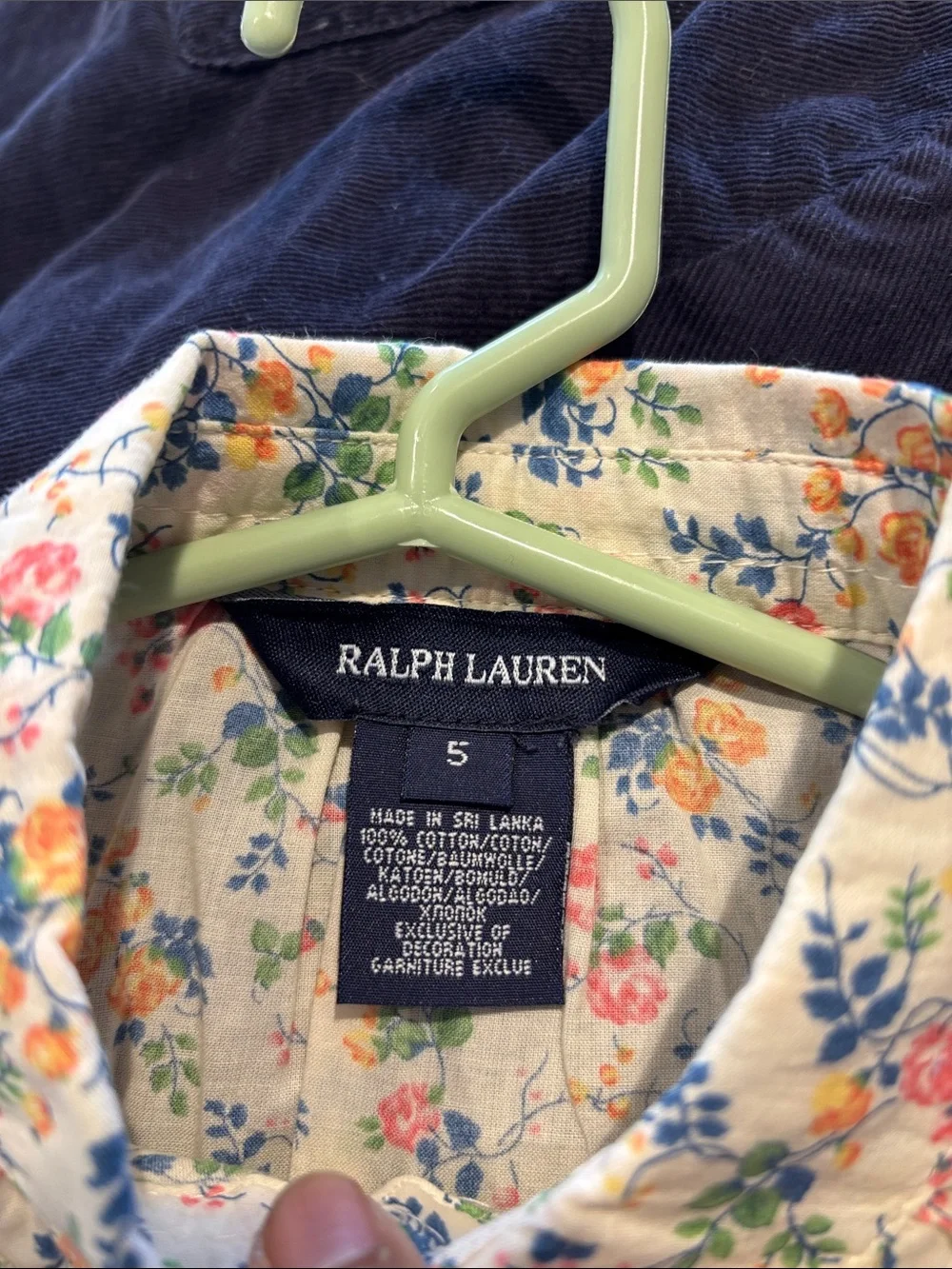 Ralph Lauren Girls' Floral Button-Up Blouse - Cream with Pink, Yellow & Green